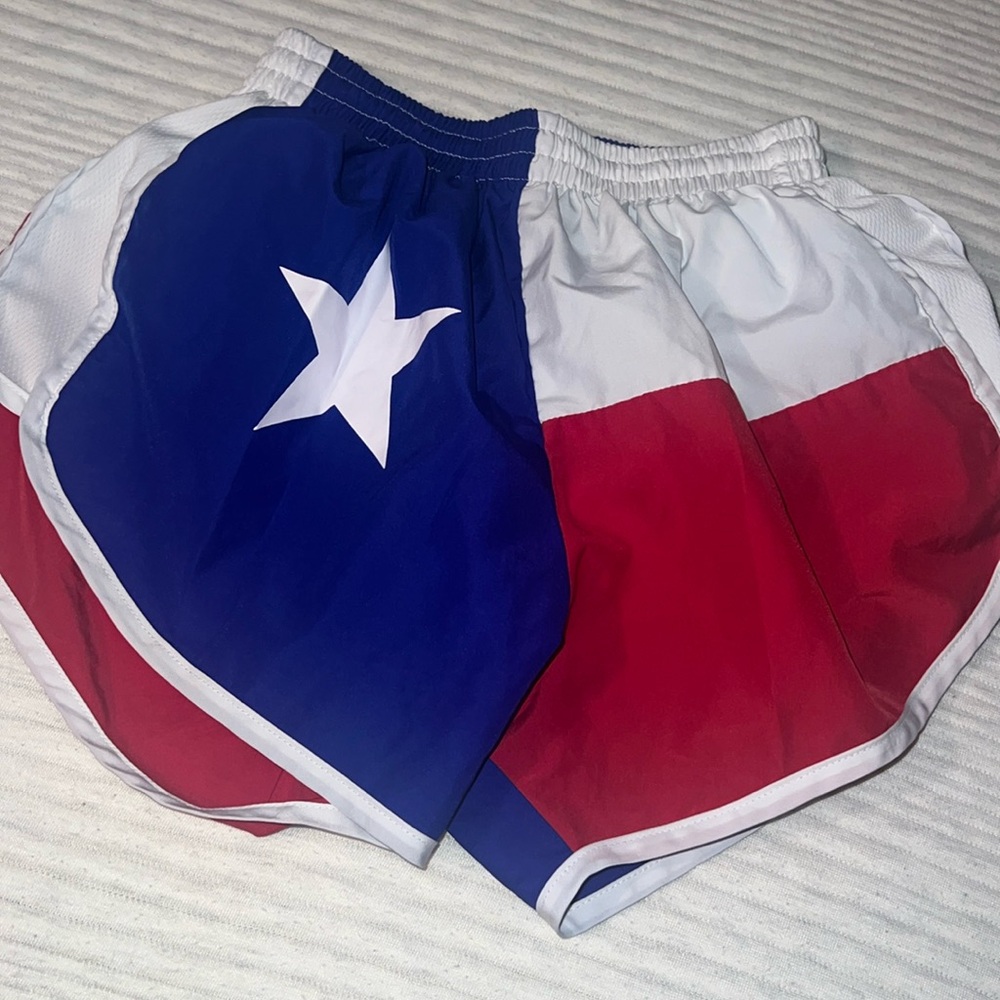 Tyler’s Texas flag shorts